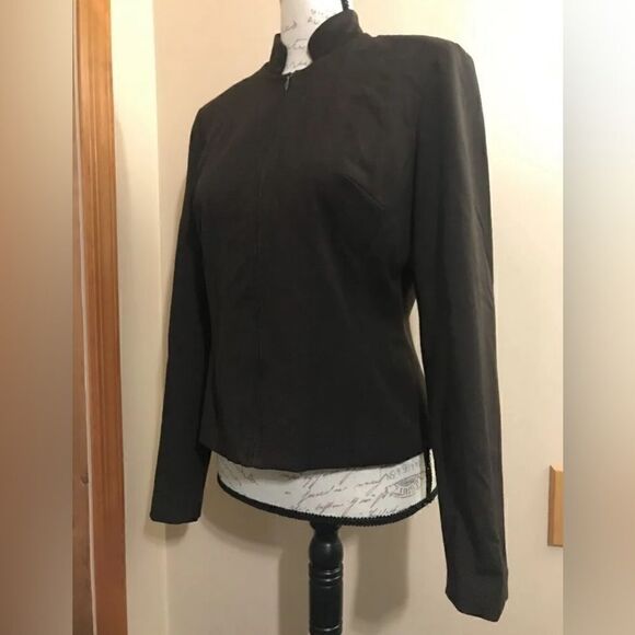 Cache Women's Brown Long Sleeve Full Zip Lined Suit Jacket - Size 6 - Picture 10 of 11